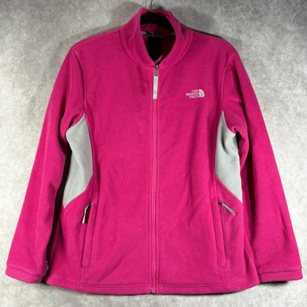 The North Face Fleece Jacket Girls XL Pink Full Zip Mock Neck Outdoor Active